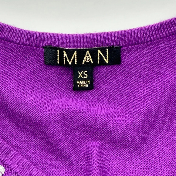 Iman Sz XS Sweater Top Tunic Rhinestone Jewel Beads Cashmere Blend - Picture 6 of 10
